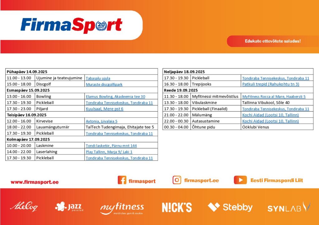 Sügisspartakiaad 25 Programm